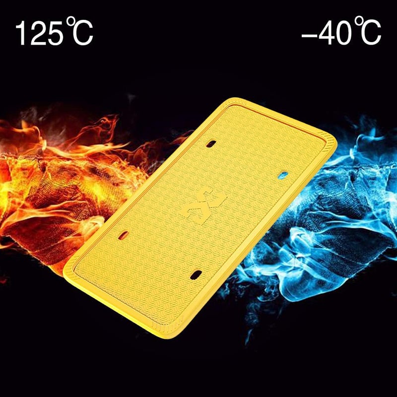 XCLPF Silicone License Plate Frame Covers 2 Pack- Front and Back Car Plate Bracket Holders. Rust-Proof, Rattle-Proof, Weather-Proof (Yellow) - Image 4